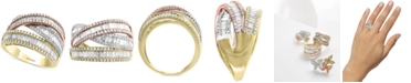 EFFY Collection EFFY&reg; Diamond Baguette Tricolor Ring (1-1/2 ct. t.w.) in 14k Gold, White Gold & Rose Gold